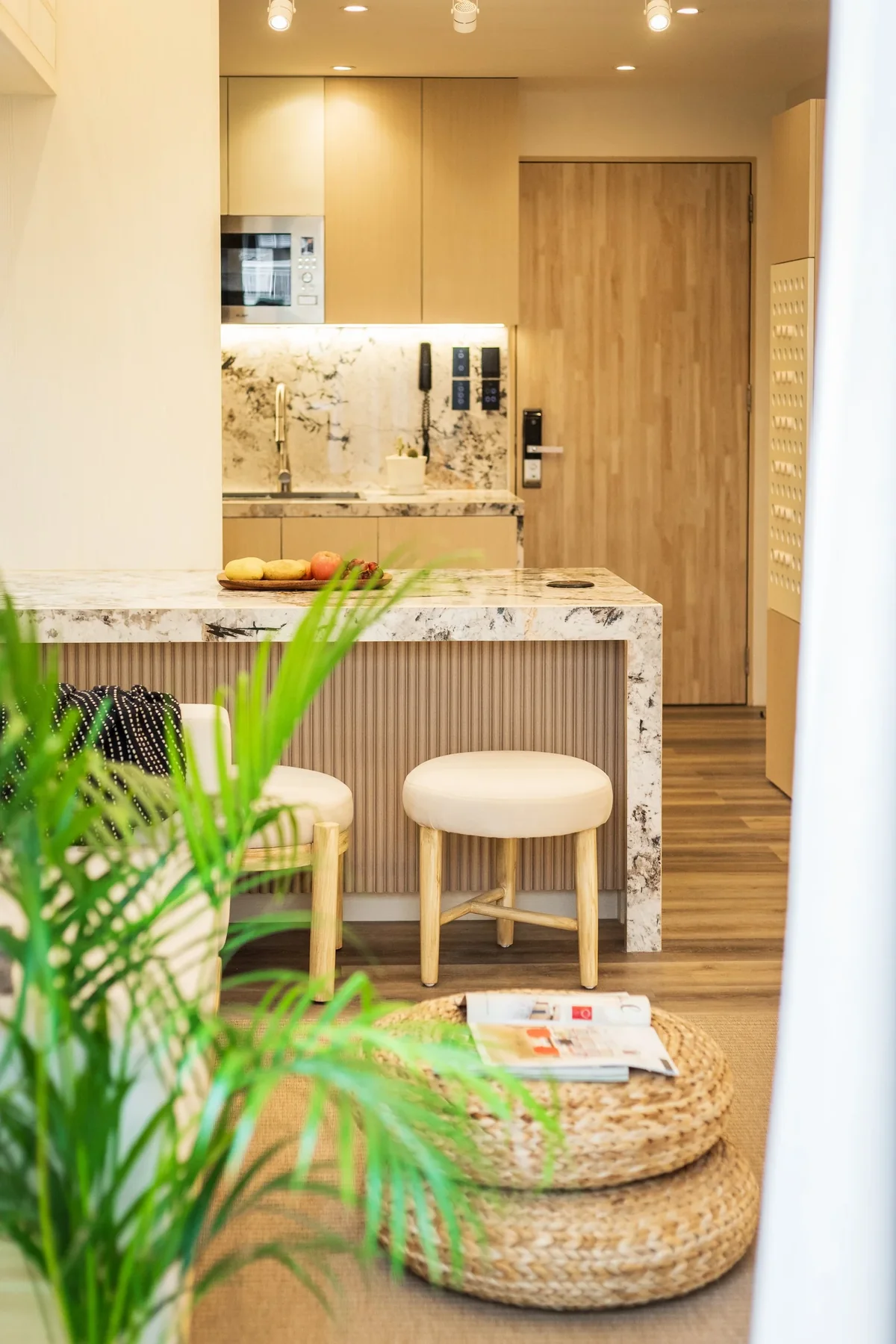 Japandi style minimalist condo living room